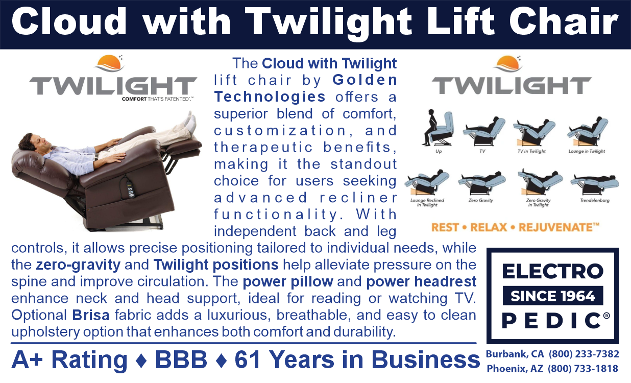 Electropedic Irvine Golden Cloud with Twilight lift chair