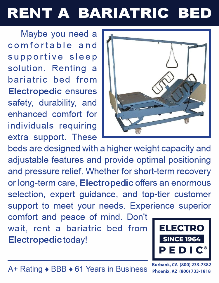 Electropedic Irvine rent a bariatric bed