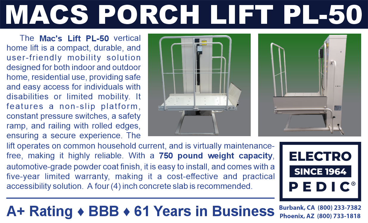 Electropedic Irvine Mac's Lift PL-50 VPLs & Porch Lifts
